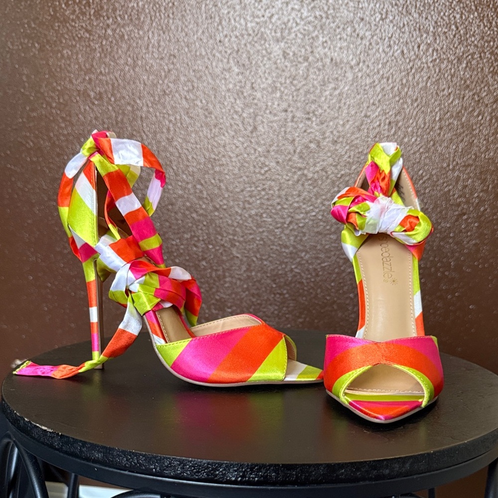 Shoe Dazzle Neon Strappy Heels